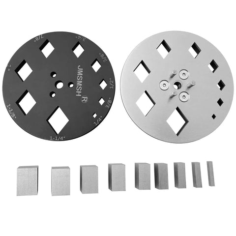 Diamond Shape Disc Cutter Set Nine Piece Punch Mold Kit for Jewelry Making with SKH9 Steel Die Plate, showing cutter plate and punches