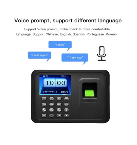 Top Notch Biometric Fingerprint Time Clock For Hassle Free Employee Attendance Logging And Smooth Shift Tracking Backed By Lightning Fast Scanning And Heavy Duty Memory Storage with voice prompt functions.