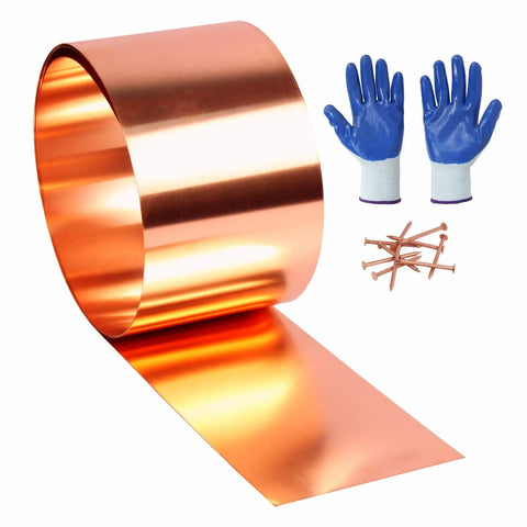 99.95 Percent Pure Copper Flashing Roll 24 Gauge 0.5mm Thick 6 Inch Wide By 10 Feet Long Includes Cut Proof Gloves And Copper Nails Pro Grade For Pros And DIYers Roofing Siding Projects