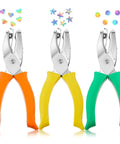 Three Piece Hole Punch Set With Round Heart And Star Shapes For One Quarter Inch And Three Sixteenth Inch Holes