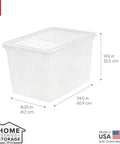 Jaw Dropping 12 Pack Clear Storage Bins With Lids, Huge 68 Quart Stackable Plastic Containers Made In Usa To Organize Closets And Shelves, BPA-Free Tough Gear For A Total Home Glow Up - Clear storage bin with lid, 24x16.25x14 inches.