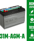 Marine And RV Dual Purpose AGM Battery 12V 100Ah With 825 CCA Pure Lead Start And Power Trolling Motor Replacement Battery Group 31M