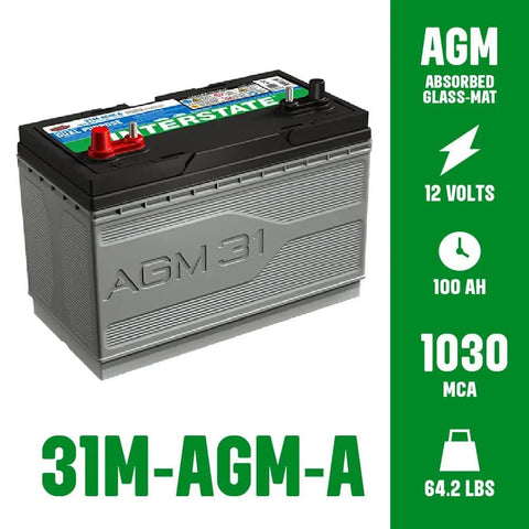 Marine And RV Dual Purpose AGM Battery 12V 100Ah With 825 CCA Pure Lead Start And Power Trolling Motor Replacement Battery Group 31M