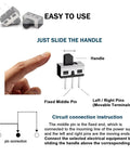 Mini Vertical Knob Slide Switches 18 Pack With Super Smooth Spdt Toggle Action diagram showing pin connections and handle use.