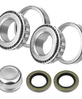 Trailer bearing kit with two L44643/L44610 bearings, 1.98 inch grease cap, seals, cotter pin, and dust cap (2 sets)