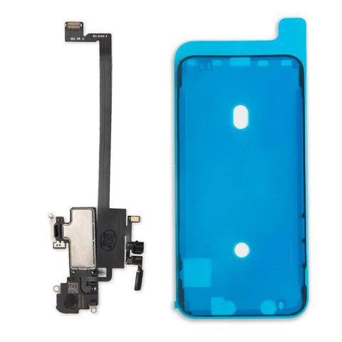 IPhone XS Max Ear Speaker Replacement Kit With Proximity Sensor Flex Cable For 6.5 Inch Models A1921 A2101 A2102 A2103 A2104 OEM Proximity Light Sensor Repair DIY, black flex cable and blue adhesive