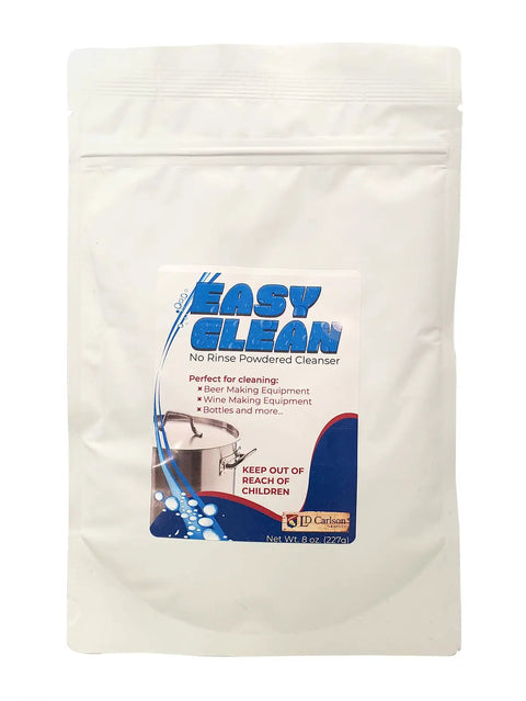 Easy Clean no rinse powdered cleanser bag, 8 oz, for wine and beer making equipment, part of 1 Gallon Fruit Wine Making Kit Upgrade
