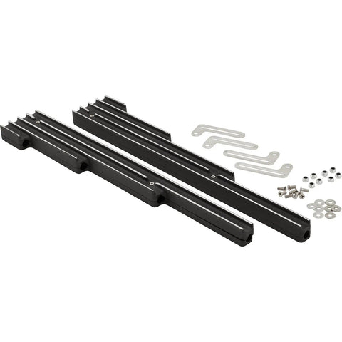 Black Aluminum Finned Universal Wire Management Loom Set Fits Up To 9.5mm Wires With Adjustable L Brackets And Mounting Hardware