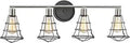 Gauge Collection 4 Light Farmhouse Bath Vanity Light Graphite Open Cage Industrial Style Dimmable Indoor Lighting Fixture