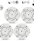 Weatherproof Outdoor Junction Box For CCTV Cameras, Heavy Duty Aluminum Mount Bracket With Hidden Cable Route, shown in 4 Pack.