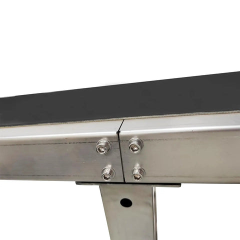 Close-up of PVC Flat Belt Conveyor With Stainless Steel Body 177 By 15.7 Inch Industrial Transport Conveyor 110V 370W Adjustable Speed