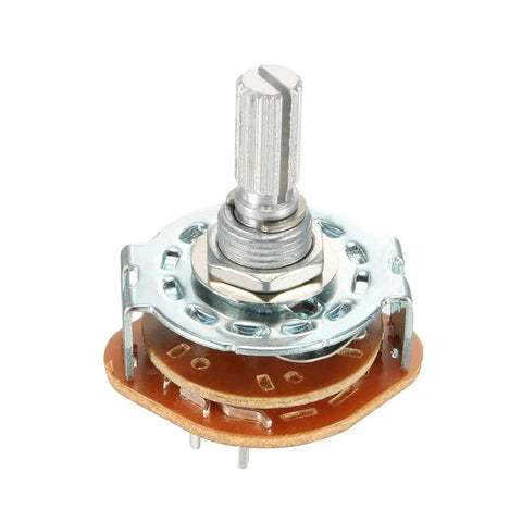 Two Pole Four Position Band Channel Rotary Switch Selector, Single Deck, 6mm Shaft, 9mm Mount, 10 Pins, Five Pack For Radio, TV And Industrial Electronics