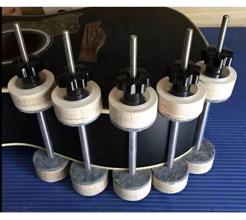 9.8 Inch Guitar Making Spool Clamp Set for Crack Repair and Luthier Work, Wooden Spools With Cork Lining on guitar body