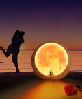 Moon Lamp Night Light Mood Lighting For Living Room Romantic Full Moon Glow With Touch Control Mr And Mrs Signs with couple by lake