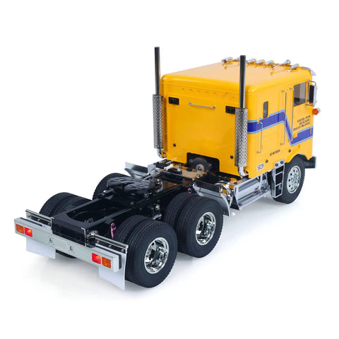 Rear view of 1/14 Scale RC DIY Tractor Truck 6x4 For Tamiya Chassis 56304 With 3-Speed Transmission, Light And Sound System, RTR Flysky Radio