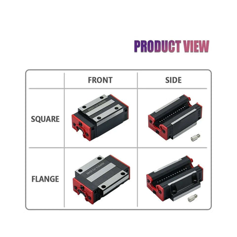 High Precision Linear Guide Rail Kit Featuring 2pcs Hgh15ca Hgw15cc Slide Blocks For Hgr15 Slides Bearing Sets With Easy Install Pre drilled Supports And Low Friction Stable Motion Smooth Sliding Action Made To Last square and flange block views