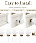 Step-by-step installation of Six Pack Vintage Cabinet Knobs With White Crackled Ceramic And Antique Brass Base