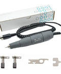 Versatile Micromotor Handpiece 0 To 35,000 RPM For Wood Carving, Silicone, Glasswork, Ceramics, Jewelry And DIY Crafts, Low Vibration, Smooth Control, Durable Build, Compatible With Marathon Control Box. Black handpiece with cord, box, brushes, and wrench