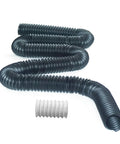 8 Foot Flexible Drain Pipe With Connector, 2 Inch Diameter For Catch Basin Drainage Extension, shapeable black pipe with white connector