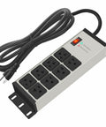 Heavy Duty Power Strip With 20 Amp Switch And 12 Gauge 6 Foot Extension Cord, Eight Outlets, Surge Protection, Grounding Shield