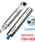 Heavy Duty Locking Drawer Slides 10 To 60 Inch Travel, 250 Lb Load Capacity, Quiet Smooth Glide With Ball Bearing And Roller System, Rust Resistant Electroplated And Powder Coated Finish, Durable Steel Construction for drawers