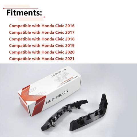 RLB-HILON front bumper bracket pair in black plastic for Honda Civic 2016–2021 (driver and passenger sides)