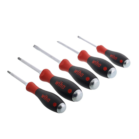 Extra Heavy Duty Slotted and Phillips Screwdriver Set, Five-Piece With SoftFinish Cushioned Grips, Blade Molded to Handle, Parallel Flats Prevent Roll Off, Includes 4.5x90mm, 5.5x100mm, 6.5x125mm Slotted and Phillips No 1x80mm, No 2x100mm.
