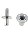 Top Shelf M20 Screw In Tee Nuts With Brads For Wooden Bed Frames And Furniture Hardware Connectors Made From Rust Proof 304 Stainless Steel With Bolts Included Ready To Go, showing round base and threaded nut.