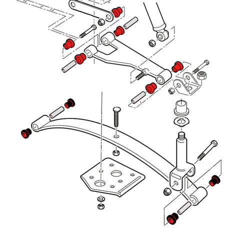 Illustration of Beefed Up Heavy Duty Steel Plate Bushing Kit For Golf Cart Suspension Front And Rear Spring Bushing With Screws