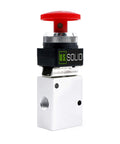 Red Latching Mushroom Style Push Button One Quarter Inch NPT Pneumatic Control Valve 3 Way 2 Position Emergency Actuator