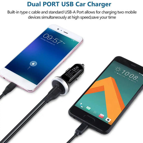 Hella Fast USB C Car Charger For Samsung Galaxy S Series Models And Newer A Lineup Devices Features Dead Serious Charging Speeds For Zero Sweat Commutes with dual USB ports charging two devices.