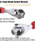 48 in 1 dual heads socket wrench, high carbon steel, red and black handle, suitable for standard and metric sizes.
