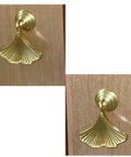 Dope Golden Drop Pendant Cabinet Knob Set Ginkgo Leaf Dresser Drawer Pull Handles Zinc Alloy Gold Tone Finish Single Hole Mount 2 Pcs Pack