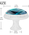 Premium Four Pack Blue Marble Agate Drawer Knobs With Crystal Glass Tops And Durable Plastic Bases For Kitchen Cabinets And Dressers featuring size details.