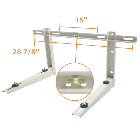 Universal Outdoor Wall Mount Bracket for Ductless Mini Split Air Conditioner Heat Pump Systems, 16 inch galvanized steel with leveler