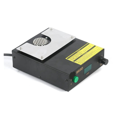Digital 863D Soldering Preheating Station with 530W Pro Grade, showing controls and air vent on top of black unit.