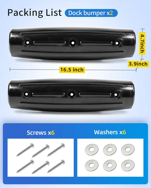 Rig Ready Ultra Heavy Hitter 17 Inch Horizontal Dock Fenders Marine Grade Inflatable Bumpers with packing list and accessories.
