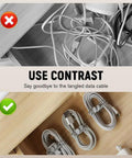 Comparison of messy cables vs. organized setup using Dope Silicone Cable Organizer Set For Bundling And Fastening Wires And Headphones