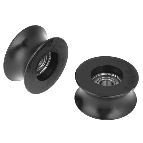 Four Piece 2 Inch U Shaped Nylon Pulley Wheels Set 40mm Grooved U Type Rollers With Bearings 8x40x20mm For Driving Mechanical Equipment And Doors And Windows Smooth Quiet Operation And Heavy Duty Durable Pulleys two black nylon wheels with bearings