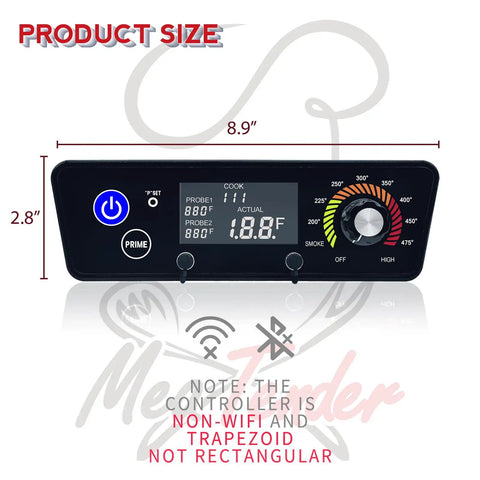 Replacement Pro Grade Digital Control Board For Copper Series Wood Pellet Grill And Smoker Tailgater Lexington Classic Austin XL Matte Black CAT02PGAMP Compatible showing product dimensions