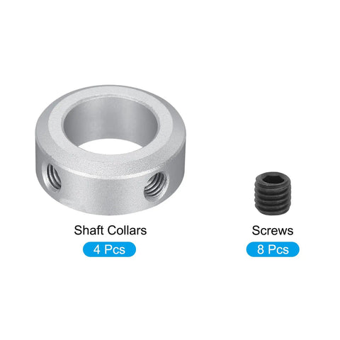 Aluminum Shaft Collar Set Screw Style Clamping Collars 16mm Bore Five Eighth Inch Silver Finish Built Tough 4 Pack