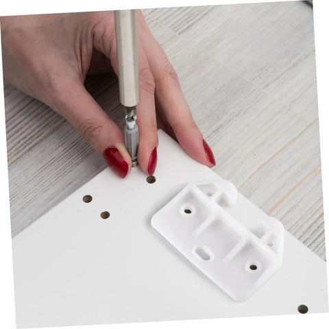 Hand installing 12 Pack Plastic Drawer Rail Slides Replacement Kit for Cabinets and Drawers With Smooth Sliding Tracks Durable Plastic Guides