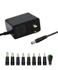 5V 2A DC Power Adapter with 9 Interchangeable Jacks 5.5x2.1mm showing adapter and tips for various low power 5V devices