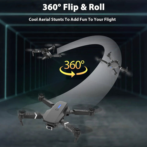 Dual Camera Drone For Adults And Kids Foldable RC Quadcopter performing 360 degree flips in flight demonstration