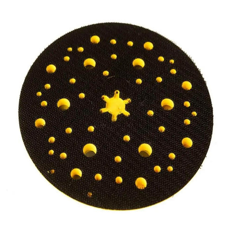6 Inch Backing Pad With Grip Face And 48 Hole Vacuum Pad For Net Sanding Discs Medium Density Foam 5 By 24 Threaded Attachment Black