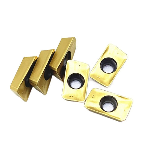 Heavy Duty Indexable Carbide Lathe Tool APMT1135PDER For Steel And Stainless Job Shop Milling And Turning With Rock Solid Wear Resistance, six carbide inserts shown