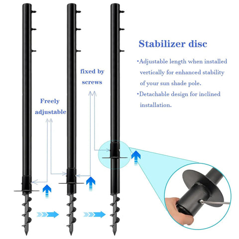 Two Pack 11.4 Ft Outdoor Sun Shade Sail Pole Kit with Heavy Duty Steel Posts and stabilizer discs for patio garden deck canopy.