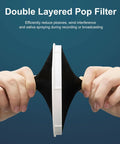 Close-up of professional microphone isolation ball with two layer pop filter and high density foam for podcasting and streaming.