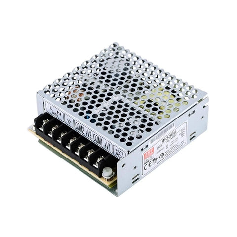 High Efficiency Dual Output Switching Power Supply 53.6W For Industrial Electronics, Compact 110V 220V Compatible, Quiet Operation, Reliable Power Converter For Projects, Rigs, And DIY Builds, silver metal housing with screw terminals