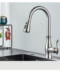 GAZOGJ Black Kitchen Faucet Pull Down Sink Mixer Tap 360°Rotation Single Lever Water Crane with Durable Chrome Finish